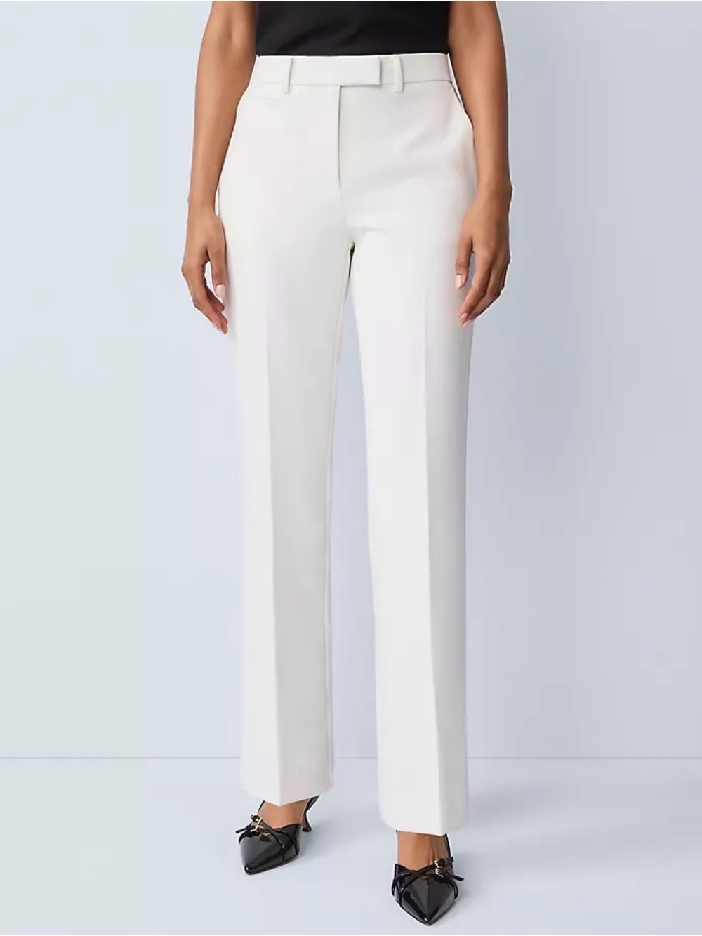 Ann Taylor White Straight-Leg Dress Trousers